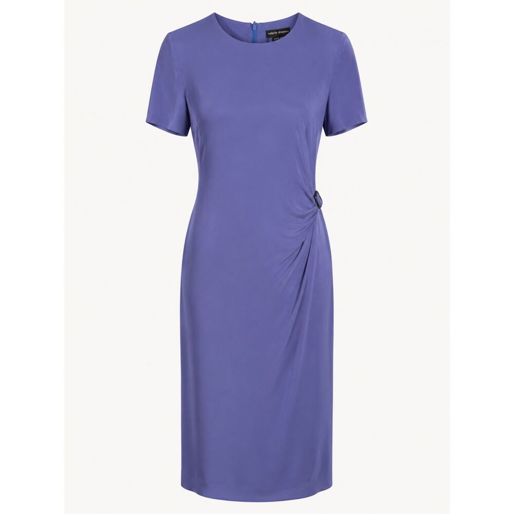 Valerie Dresses Pure Silk Lavender Side Buckle Midi Dress Size 12